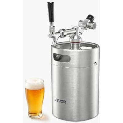 VEVOR Mini-Bierzapfanlage mit CO₂-Regler 5 L Edelstahl-Bierfass Zapfsystem, mit Selbstschließendem Zapfhahn, CO₂-Drucksystem zum Frischhalten, für Hausgebrautes Bier, Craft Beer, Fassbier und Party VEVOR Mini-Bierzapfanlage mit CO₂-Regler 5 L Edelstahl-Bierfass Zapfsystem, mit Selbstschließendem Zapfhahn, CO₂-Drucksystem zum Frischhalten, für Hausgebrautes Bier, Craft Beer, Fassbier und Party