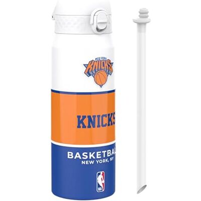 ion8 NBA New York Knicks Trinkflasche Mit Herausnehmbarem Strohhalm, 750ml/24oz, Auslaufsichere Isolierflasche, Leicht Zu Öffnen, Sicherer Verschluss, Spülmaschinenfest, Klappdeckel, Metallflasche ion8 NBA New York Knicks Trinkflasche Mit Herausnehmbarem Strohhalm, 750ml/24oz, Auslaufsichere Isolierflasche, Leicht Zu Öffnen, Sicherer Verschluss, Spülmaschinenfest, Klappdeckel, Metallflasche