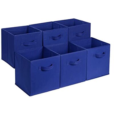 Amazon zusammenklappbarer Aufbewahrungswürfel/Organizer aus Stoff mit Griffen, 33 cm x 33 cm x 33 cm, Einfarbig Marineblau, 6 Stück Amazon zusammenklappbarer Aufbewahrungswürfel/Organizer aus Stoff mit Griffen, 33 cm x 33 cm x 33 cm, Einfarbig Marineblau, 6 Stück