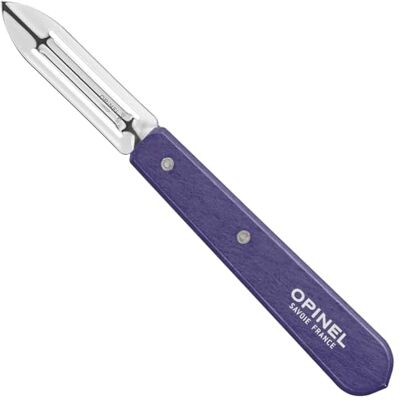 OPINEL Gemüseschäler No. 115 Paysage violett, Sparschäler mit 6 cm Edelstahlklinge Sandvik 12C27 und Buchenholzgriff, doppelte Klinge für Rechts und Linkshänder OPINEL Gemüseschäler No. 115 Paysage violett, Sparschäler mit 6 cm Edelstahlklinge Sandvik 12C27 und Buchenholzgriff, doppelte Klinge für Rechts und Linkshänder