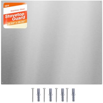 VEVOR Küchenrückwand 91 x 76 cm aus Edelstahl, Wandschutz für Herd und Dunstabzugshaube mit Vorgebohrten Löchern, Robuste Rückwand Spritzschutz für Küche, Kochen und Praktische Aufbewahrung, Silber VEVOR Küchenrückwand 91 x 76 cm aus Edelstahl, Wandschutz für Herd und Dunstabzugshaube mit Vorgebohrten Löchern, Robuste Rückwand Spritzschutz für Küche, Kochen und Praktische Aufbewahrung, Silber