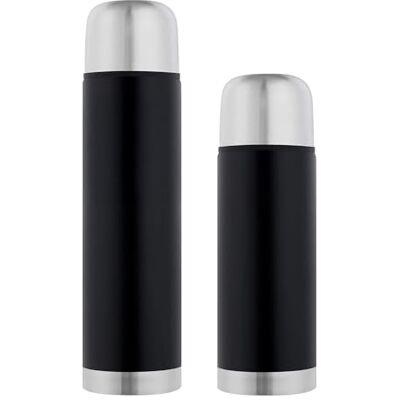 GRÄWE Thermoflaschen Set, 2-teilig, Edelstahl Trinkflasche, Thermoskanne, Isolierflasche für unterwegs, Becher & Drehverschluss, Auslaufsicher für Tee & Kaffee, Spülmaschinengeeignet, Schwarz GRÄWE Thermoflaschen Set, 2-teilig, Edelstahl Trinkflasche, Thermoskanne, Isolierflasche für unterwegs, Becher & Drehverschluss, Auslaufsicher für Tee & Kaffee, Spülmaschinengeeignet, Schwarz
