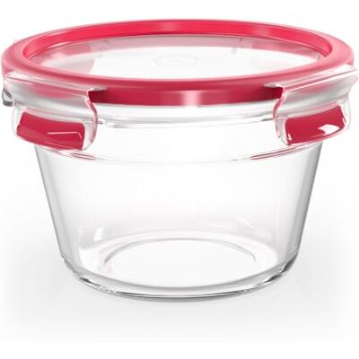Emsa Clip & Close Glas Frischhaltedose, rund, 0,9 L, 100 Prozent dicht, rutschfestes Stapeln, Glasbehälter spülmaschinen-, gefrier-, backofen-, mikrowellenfest, Rot, Transparent, N10404 Emsa Clip & Close Glas Frischhaltedose, rund, 0,9 L, 100 Prozent dicht, rutschfestes Stapeln, Glasbehälter spülmaschinen-, gefrier-, backofen-, mikrowellenfest, Rot, Transparent, N10404