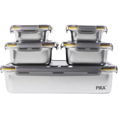 PIKA ° Premium Edelstahl-Frischhaltebehälter-Vorratsdosen Set (5-tlg.) Mikrowellen- & Ofenfest Luftdichte Frischhaltedosen für Meal Prep & Batch Cooking Spülmaschinenfest & BPA-frei PIKA ° Premium Edelstahl-Frischhaltebehälter-Vorratsdosen Set (5-tlg.) Mikrowellen- & Ofenfest Luftdichte Frischhaltedosen für Meal Prep & Batch Cooking Spülmaschinenfest & BPA-frei