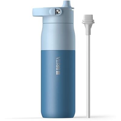 Brita LARQ Essential Edelstahl Trinkflasche mit Strohhalm (680ml) blau Edelstahl Wasser-Flasche ohne Filter, doppelwandige Isolierung (24h kalt), mit abnehmbarem Henkel, spülmaschinengeeignet Brita LARQ Essential Edelstahl Trinkflasche mit Strohhalm (680ml) blau Edelstahl Wasser-Flasche ohne Filter, doppelwandige Isolierung (24h kalt), mit abnehmbarem Henkel, spülmaschinengeeignet