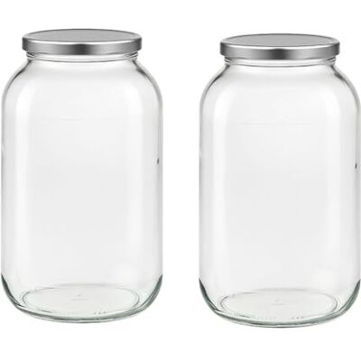 Vitrea 2-teiliges Set Rundgläser-Einmachgläser 4250ml, To100 Silber Einmach- und Fermentierglas, zur Aufbewahrung, zum Befüllen, Marmeladengläser Schraubdeckel (4250ml silber x 2 Stück) Vitrea 2-teiliges Set Rundgläser-Einmachgläser 4250ml, To100 Silber Einmach- und Fermentierglas, zur Aufbewahrung, zum Befüllen, Marmeladengläser Schraubdeckel (4250ml silber x 2 Stück)