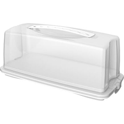 Rotho Fresh Kuchen Transportbox für Kastenform 36 x 16,5 x 16,5 cm Weiß Kuchencontainer rechteckig, Kastenkuchen Transportbox, transparente Haube mit Tragegriff zum Transport, zwei Klickverschlüsse Rotho Fresh Kuchen Transportbox für Kastenform 36 x 16,5 x 16,5 cm Weiß Kuchencontainer rechteckig, Kastenkuchen Transportbox, transparente Haube mit Tragegriff zum Transport, zwei Klickverschlüsse