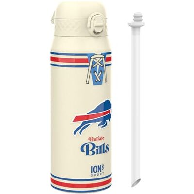 ion8 NFL Buffalo Bills Trinkflasche Mit Herausnehmbarem Strohhalm, 750ml/24oz, Auslaufsichere Isolierflasche, Leicht Zu Öffnen, Sicherer Verschluss, Spülmaschinenfest, Klappdeckel, Metallflasche ion8 NFL Buffalo Bills Trinkflasche Mit Herausnehmbarem Strohhalm, 750ml/24oz, Auslaufsichere Isolierflasche, Leicht Zu Öffnen, Sicherer Verschluss, Spülmaschinenfest, Klappdeckel, Metallflasche