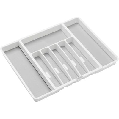 madesmart Erweiterbares Bestecktablett, klassisches Design, 8 Fächer, Symbole, um Besteck, Besteck, Utensilien zu sortieren, weiches Futter, BPA-frei, Weiß madesmart Erweiterbares Bestecktablett, klassisches Design, 8 Fächer, Symbole, um Besteck, Besteck, Utensilien zu sortieren, weiches Futter, BPA-frei, Weiß
