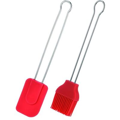 Westmark 2 tlg. Set Brat-/Backpinsel + Koch-/Teigschaber – Ideal zum marnieren und einfetten, Silikon/Rostfreier Edelstahl – Silber/Rot, 154422E8 Westmark 2 tlg. Set Brat-/Backpinsel + Koch-/Teigschaber – Ideal zum marnieren und einfetten, Silikon/Rostfreier Edelstahl – Silber/Rot, 154422E8