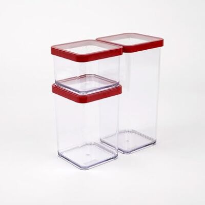 Rotho Loft 3er-Set Vorratsdosen verschiedene Größen, lebensmittelechter Kunststoff (PP) BPA-frei, transparent/rot, (21.2 x 11.4 x 23.5 cm) Rotho Loft 3er-Set Vorratsdosen verschiedene Größen, lebensmittelechter Kunststoff (PP) BPA-frei, transparent/rot, (21.2 x 11.4 x 23.5 cm)