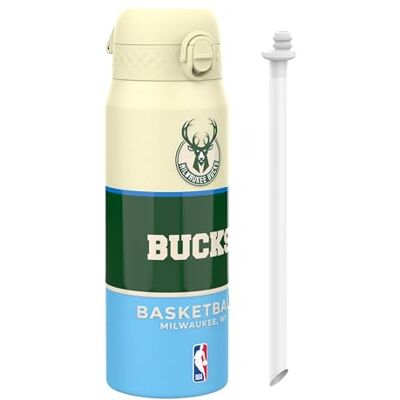 ion8 NBA Milwaukee Bucks Trinkflasche Mit Herausnehmbarem Strohhalm, 750ml/24oz, Auslaufsichere Isolierflasche, Leicht Zu Öffnen, Sicherer Verschluss, Spülmaschinenfest, Klappdeckel, Metallflasche ion8 NBA Milwaukee Bucks Trinkflasche Mit Herausnehmbarem Strohhalm, 750ml/24oz, Auslaufsichere Isolierflasche, Leicht Zu Öffnen, Sicherer Verschluss, Spülmaschinenfest, Klappdeckel, Metallflasche