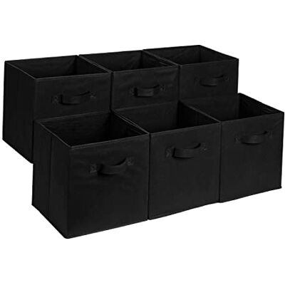 Amazon zusammenklappbarer Aufbewahrungswürfel/Organizer aus Stoff mit Griffen, 6 Stück, Einfarbig Schwarz, 33 cm x 33 cm x 33 cm Amazon zusammenklappbarer Aufbewahrungswürfel/Organizer aus Stoff mit Griffen, 6 Stück, Einfarbig Schwarz, 33 cm x 33 cm x 33 cm