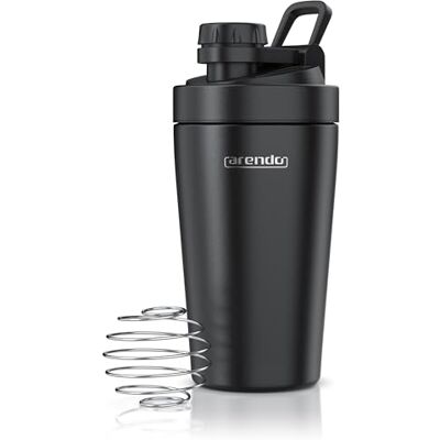 Arendo Edelstahl Trinkflasche mit Mix kugel, 500ml, Edelstahl Mix Ball, Spülmaschinen geeignet, Edelstahl Eiweiß Shaker Protein Shaker, Proteinshaker für Freizeit Sport Fitness, Schwarz Arendo Edelstahl Trinkflasche mit Mix kugel, 500ml, Edelstahl Mix Ball, Spülmaschinen geeignet, Edelstahl Eiweiß Shaker Protein Shaker, Proteinshaker für Freizeit Sport Fitness, Schwarz