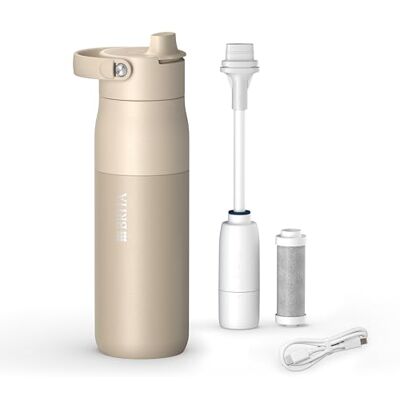 Brita LARQ iQ Digitale Edelstahl Trinkflasche mit Wasserfilter (680 ml) Beige, Hydration Tracking ( App), Strohhalm, Aktivkohle Filter, UV-C, neutralisiert 99,99% Bakterien, filtert PFAS Brita LARQ iQ Digitale Edelstahl Trinkflasche mit Wasserfilter (680 ml) Beige, Hydration Tracking ( App), Strohhalm, Aktivkohle Filter, UV-C, neutralisiert 99,99% Bakterien, filtert PFAS