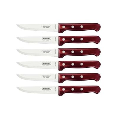 Tramontina Steakmesser Gaucho, Set 6-teilig, Edelstahl, FSC-zertifizierter Holzgriff, Rostfreier Edelstahl, ErgonomischSpülmaschinenfest Tramontina Steakmesser Gaucho, Set 6-teilig, Edelstahl, FSC-zertifizierter Holzgriff, Rostfreier Edelstahl, ErgonomischSpülmaschinenfest