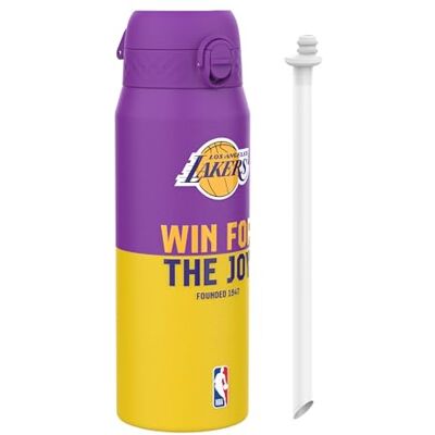 ion8 NBA Los Angeles Lakers Trinkflasche Mit Herausnehmbarem Strohhalm, 750ml/24oz, Auslaufsichere Isolierflasche, Leicht Zu Öffnen, Sicherer Verschluss, Spülmaschinenfest, Klappdeckel, Metallflasche ion8 NBA Los Angeles Lakers Trinkflasche Mit Herausnehmbarem Strohhalm, 750ml/24oz, Auslaufsichere Isolierflasche, Leicht Zu Öffnen, Sicherer Verschluss, Spülmaschinenfest, Klappdeckel, Metallflasche