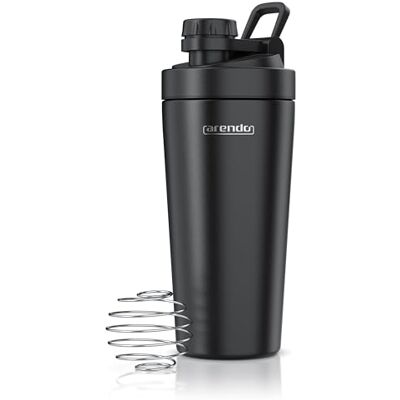 Arendo Edelstahl Trinkflasche mit Mix kugel, 750ml, Edelstahl Mix Ball, Spülmaschinen geeignet, Edelstahl Eiweiß Shaker Protein Shaker, Proteinshaker für Freizeit Sport Fitness, Schwarz Arendo Edelstahl Trinkflasche mit Mix kugel, 750ml, Edelstahl Mix Ball, Spülmaschinen geeignet, Edelstahl Eiweiß Shaker Protein Shaker, Proteinshaker für Freizeit Sport Fitness, Schwarz