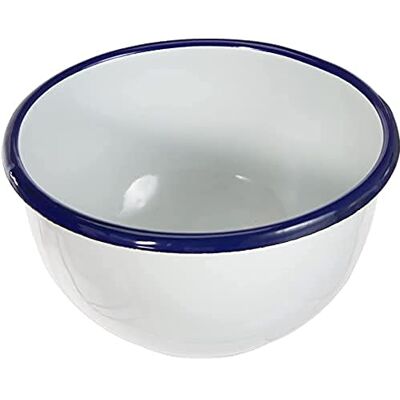 IBILI Blanca Bowl 14x8,5 cm of Enamelled Steel, White/Blue, 14 x 14 x 8.5 cm IBILI Blanca Bowl 14x8,5 cm of Enamelled Steel, White/Blue, 14 x 14 x 8.5 cm