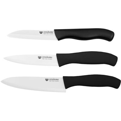 GRÄWE Keramikmesser Set, Scharf, 3er Pack Messerset, Küchenmesser, Gemüsemesser und Kochmesser aus Keramik Serie Cerahome GRÄWE Keramikmesser Set, Scharf, 3er Pack Messerset, Küchenmesser, Gemüsemesser und Kochmesser aus Keramik Serie Cerahome