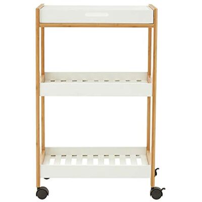 Premier Housewares Nostra 3 Tiers Shelf Unit with Wheels, Bambus, MDF, Weiß, 35x46x74 Premier Housewares Nostra 3 Tiers Shelf Unit with Wheels, Bambus, MDF, Weiß, 35x46x74