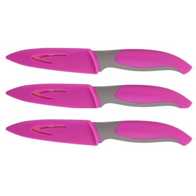 GRÄWE 3er Set Küchenmesser mit Klingenschutz, antibakteriell, Pink, Allzweckmesser, Schäl- und Gemüsemesser GRÄWE 3er Set Küchenmesser mit Klingenschutz, antibakteriell, Pink, Allzweckmesser, Schäl- und Gemüsemesser