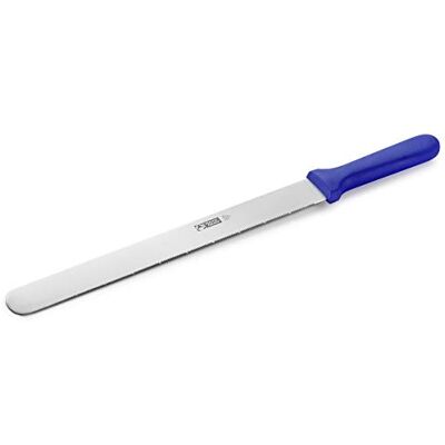 Thermohauser Bäckermesser (Stahl, rostfrei), einseitiger Sägenschliff, mit blauem Kunststoffgriff, Klinge: 31 cm, Blauer Griff Thermohauser Bäckermesser (Stahl, rostfrei), einseitiger Sägenschliff, mit blauem Kunststoffgriff, Klinge: 31 cm, Blauer Griff