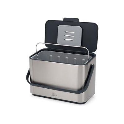 Joseph Joseph Collect 4l Edelstahl Komposteimer Küche mit Griff, herausnehmbarem Inneneimer und Aufbewahrung, inklusive Geruchsfilter und 3x Müllsäcke, Stainless Steel/Dark Grey Joseph Joseph Collect 4l Edelstahl Komposteimer Küche mit Griff, herausnehmbarem Inneneimer und Aufbewahrung, inklusive Geruchsfilter und 3x Müllsäcke, Stainless Steel/Dark Grey