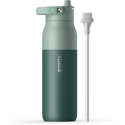 Brita LARQ Essential Edelstahl Trinkflasche mit Strohhalm (1L) grün Edelstahl Wasser-Flasche ohne Filter, doppelwandige Isolierung (24h kalt), mit abnehmbarem Henkel, spülmaschinengeeignet Brita LARQ Essential Edelstahl Trinkflasche mit Strohhalm (1L) grün Edelstahl Wasser-Flasche ohne Filter, doppelwandige Isolierung (24h kalt), mit abnehmbarem Henkel, spülmaschinengeeignet