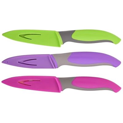 GRÄWE 3er Set Küchenmesser mit Klingenschutz, antibakteriell, Grün, Lila, Pink, Allzweckmesser, Rutschfester Griff, Antihaft-Beschichtung,mit Schutzhülle, Stoffetui, Spülmaschinengeeignet, Schälmesser GRÄWE 3er Set Küchenmesser mit Klingenschutz, antibakteriell, Grün, Lila, Pink, Allzweckmesser, Rutschfester Griff, Antihaft-Beschichtung,mit Schutzhülle, Stoffetui, Spülmaschinengeeignet, Schälmesser