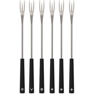 Kisag 2IN1 Fondue Gabeln Set 6 Personen Schwarz, Edelstahl-Gabeln (26,5 cm) für Käsefondue & Fleischfondue, spülmaschinengeeignet, mit Griff-Piktogrammen zur Unterscheidung, langlebig, hygienisch Kisag 2IN1 Fondue Gabeln Set 6 Personen Schwarz, Edelstahl-Gabeln (26,5 cm) für Käsefondue & Fleischfondue, spülmaschinengeeignet, mit Griff-Piktogrammen zur Unterscheidung, langlebig, hygienisch