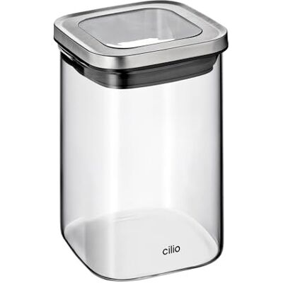 Cilio Vorratsdose CUBO 1L, Borosilikatglas mit Edelstahldeckel Cilio Vorratsdose CUBO 1L, Borosilikatglas mit Edelstahldeckel