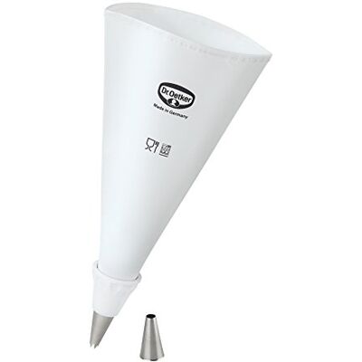 Dr. Oetker Spritzbeutel Baumwolle 35 cm, Universaladapter und zwei hochwertige Edelstahl-Tüllen inklusive, Backzubehör zum Dekorieren und Verzieren (Farbe: weiß), Menge: 1 Stück Dr. Oetker Spritzbeutel Baumwolle 35 cm, Universaladapter und zwei hochwertige Edelstahl-Tüllen inklusive, Backzubehör zum Dekorieren und Verzieren (Farbe: weiß), Menge: 1 Stück