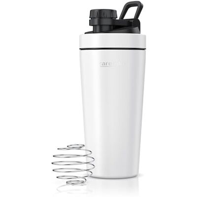 Arendo Edelstahl Trinkflasche mit Mix kugel, 750ml, Edelstahl Mix Ball, Spülmaschinen geeignet, Edelstahl Eiweiß Shaker Protein Shaker, Proteinshaker für Freizeit Sport Fitness, Weiß Arendo Edelstahl Trinkflasche mit Mix kugel, 750ml, Edelstahl Mix Ball, Spülmaschinen geeignet, Edelstahl Eiweiß Shaker Protein Shaker, Proteinshaker für Freizeit Sport Fitness, Weiß