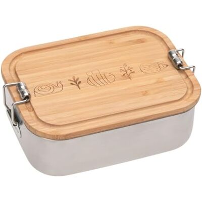 LÄSSIG Kinder Brotdose Edelstahl Lunchbox mit Bambusdeckel Garden Explorer Mit Trennwand für flexible Unterteilung, robust, langlebig, für Kindergarten und Schule LÄSSIG Kinder Brotdose Edelstahl Lunchbox mit Bambusdeckel Garden Explorer Mit Trennwand für flexible Unterteilung, robust, langlebig, für Kindergarten und Schule