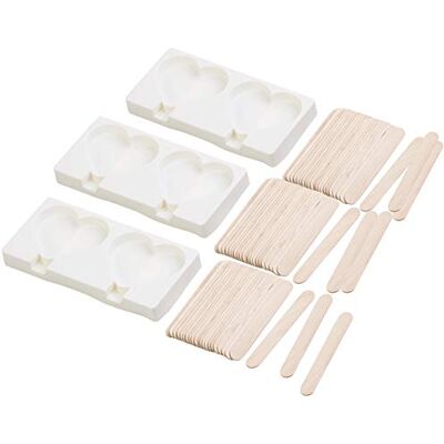 Rosenstein & Söhne Eisform-Eis: 3 Silikon-Formen für 6 Herz-Eis am Stiel, je 80 ml, 72 Holzstiele (Eiszubereiter, Flexiform) Rosenstein & Söhne Eisform-Eis: 3 Silikon-Formen für 6 Herz-Eis am Stiel, je 80 ml, 72 Holzstiele (Eiszubereiter, Flexiform)