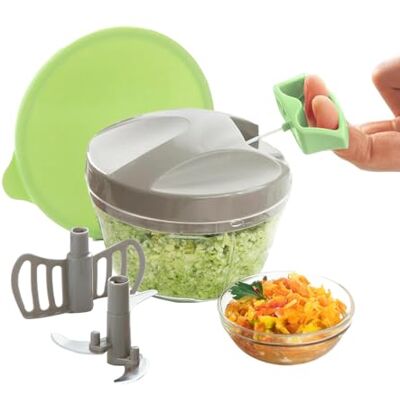 Avilia Kompakter manueller Zerkleinerer von 400 ml mit gebogenen Klingen aus Edelstahl und Schneebesen, Seilantrieb, ideal für Saucen, Gemüse, Eier und schnelle Zubereitungen überall Avilia Kompakter manueller Zerkleinerer von 400 ml mit gebogenen Klingen aus Edelstahl und Schneebesen, Seilantrieb, ideal für Saucen, Gemüse, Eier und schnelle Zubereitungen überall