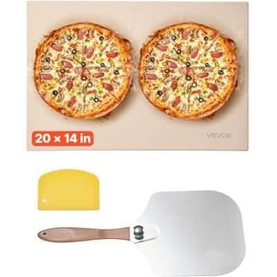 VEVOR Pizzastein Backstein 508 x 355 mm, rechteckiger Cordierit-Pizzastein, extra große Steinplatte mit Schaber & Schaufel, 1,5 cm dick, hitzebeständig, für Küchenofen Brotbacken Pizzabacken VEVOR Pizzastein Backstein 508 x 355 mm, rechteckiger Cordierit-Pizzastein, extra große Steinplatte mit Schaber & Schaufel, 1,5 cm dick, hitzebeständig, für Küchenofen Brotbacken Pizzabacken
