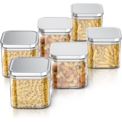 Arendo Vorratsgläser 800ml mit Deckel Edelstahl 6er Set Behälter aus Glas – hitzebeständig – Vorratsdosen/Vorratsbehälter mit Edelstahl Deckel luftdicht für Müsli Zucker Mehl Kaffee Arendo Vorratsgläser 800ml mit Deckel Edelstahl 6er Set Behälter aus Glas – hitzebeständig – Vorratsdosen/Vorratsbehälter mit Edelstahl Deckel luftdicht für Müsli Zucker Mehl Kaffee