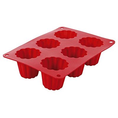 Crealys Rote Silikon Cannelés Backform - 6 Fächer Crealys Rote Silikon Cannelés Backform - 6 Fächer