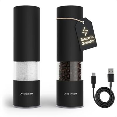 LARS NYSØM LARS NYSOM Salz und Pfeffermühle Elektrisch Gewürzmühle Elektrisch USB-C Wiederaufladbare Gewürzmühlen Set mit Keramikmahlwerk 6 Stufen von sehr fein bis sehr grob Deckel schützt vor Krümel LARS NYSØM LARS NYSOM Salz und Pfeffermühle Elektrisch Gewürzmühle Elektrisch USB-C Wiederaufladbare Gewürzmühlen Set mit Keramikmahlwerk 6 Stufen von sehr fein bis sehr grob Deckel schützt vor Krümel