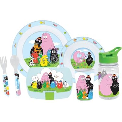 Fun House Komplettes Set Lunchbox Barbapapa für Kinder 1 Glas, 2 Teller + Besteck + Trinkflasche und Brotdose offizielles Lizenzprodukt wiederverwendbar und mikrowellengeeignet Geschenkidee Fun House Komplettes Set Lunchbox Barbapapa für Kinder 1 Glas, 2 Teller + Besteck + Trinkflasche und Brotdose offizielles Lizenzprodukt wiederverwendbar und mikrowellengeeignet Geschenkidee
