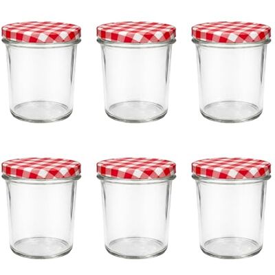 Vitrea 6x Marmeladengläser 350 ml mit Deckel Rot Kariert TO 82 Einmachgläser zum befüllen mit Schraubdeckel Sturzgläser für Marmelade Schraubgläser leere Gläser 6 Stück Vitrea 6x Marmeladengläser 350 ml mit Deckel Rot Kariert TO 82 Einmachgläser zum befüllen mit Schraubdeckel Sturzgläser für Marmelade Schraubgläser leere Gläser 6 Stück