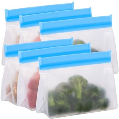 Rosenstein & Söhne Zip Beutel groß: 6er-Set Wiederverwendbare Lebensmittel-Beutel, stehender Boden, 420ml (wiederverwendbare Gefrierbeutel, Zipper-Bags, Lunchbox) Rosenstein & Söhne Zip Beutel groß: 6er-Set Wiederverwendbare Lebensmittel-Beutel, stehender Boden, 420ml (wiederverwendbare Gefrierbeutel, Zipper-Bags, Lunchbox)