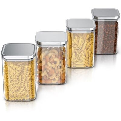 Arendo Vorratsgläser 1200ml mit Deckel Edelstahl 4er Set Behälter aus Glas – hitzebeständig – Vorratsdosen/Vorratsbehälter mit Edelstahl Deckel luftdicht für Müsli Zucker Mehl Kaffee Arendo Vorratsgläser 1200ml mit Deckel Edelstahl 4er Set Behälter aus Glas – hitzebeständig – Vorratsdosen/Vorratsbehälter mit Edelstahl Deckel luftdicht für Müsli Zucker Mehl Kaffee