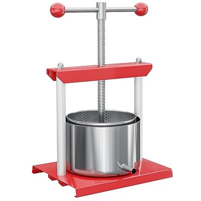 Wiltec Obstpresse 3L Weinpresse aus Stahl Edelstahlkorb Fruchtpresse mit 2-armigen Drehgriff Saftpresse Beerenpresse Wiltec Obstpresse 3L Weinpresse aus Stahl Edelstahlkorb Fruchtpresse mit 2-armigen Drehgriff Saftpresse Beerenpresse