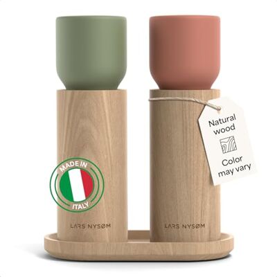 LARS NYSØM Salz und Pfeffermühle Holz Set Manuelle Mühlen Keramikmahlwerk Passender Untersetzer aus Buchenholz Made in Italy Einstellbarer Mahlgrad von fein bis grob Salzmühle für grobes Salz LARS NYSØM Salz und Pfeffermühle Holz Set Manuelle Mühlen Keramikmahlwerk Passender Untersetzer aus Buchenholz Made in Italy Einstellbarer Mahlgrad von fein bis grob Salzmühle für grobes Salz