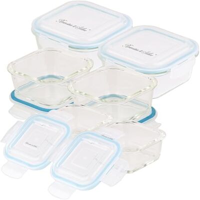 Rosenstein & Söhne Frischhalte Dose Glas: 5in1-Glas-Frischhaltedosen-Set, 12-tlg., Clip-Deckel, -40 bis +400 C° (Mikrowellengeschirr Glasdosen, Glasdosen mit Deckel Sets) Rosenstein & Söhne Frischhalte Dose Glas: 5in1-Glas-Frischhaltedosen-Set, 12-tlg., Clip-Deckel, -40 bis +400 C° (Mikrowellengeschirr Glasdosen, Glasdosen mit Deckel Sets)