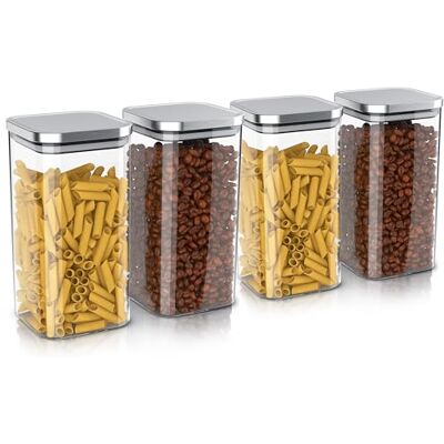 Arendo Vorratsbehälter 1650ml mit Deckel Edelstahl 4er Set Behälter aus Glas – hitzebeständig – Vorratsdosen/Vorratsgläser mit Edelstahl Deckel luftdicht für Müsli Zucker Mehl Kaffee Arendo Vorratsbehälter 1650ml mit Deckel Edelstahl 4er Set Behälter aus Glas – hitzebeständig – Vorratsdosen/Vorratsgläser mit Edelstahl Deckel luftdicht für Müsli Zucker Mehl Kaffee
