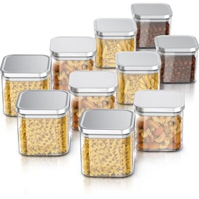 Arendo Vorratsgläser 800ml mit Deckel Edelstahl 10er Set Behälter aus Glas – hitzebeständig – Vorratsdosen/Vorratsbehälter mit Edelstahl Deckel luftdicht für Müsli Zucker Mehl Kaffee Arendo Vorratsgläser 800ml mit Deckel Edelstahl 10er Set Behälter aus Glas – hitzebeständig – Vorratsdosen/Vorratsbehälter mit Edelstahl Deckel luftdicht für Müsli Zucker Mehl Kaffee